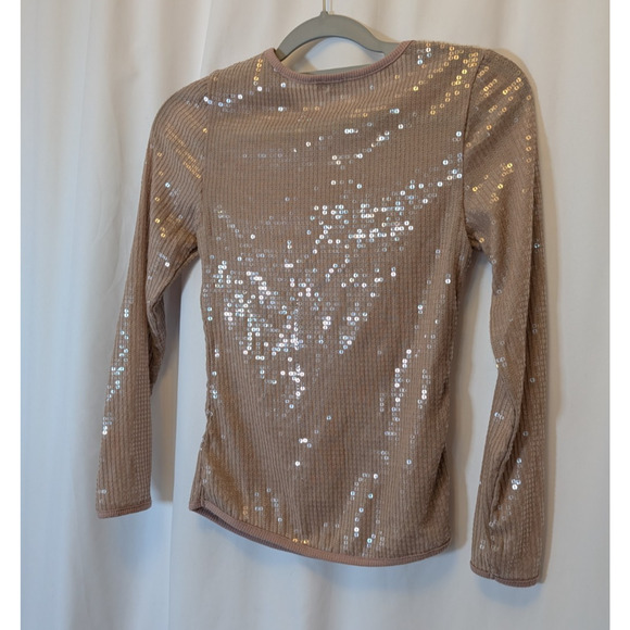 Free People NWT Small light tan sequin top msrp $29.95 - Picture 2 of 10